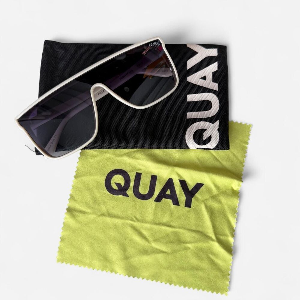 Quay Australia white polarized sunglasses with black lenses Square oversized